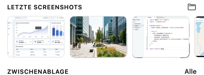 Letzte Screenshots – Klick auf ein Bild öffnet den Editor