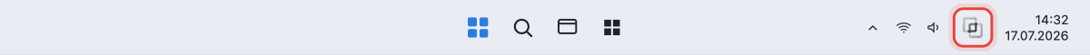 Windows-Taskleiste mit dem Cropy.it-Symbol im Infobereich rechts